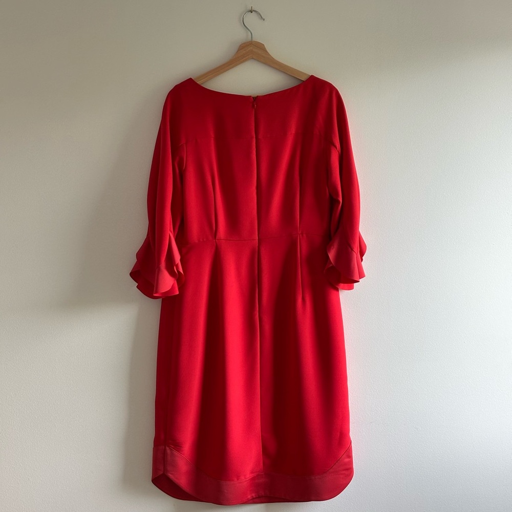 Banana Republic Coral Red Sheath Dress with 3/4 Flutter Sleeves - Picture 6 of 10
